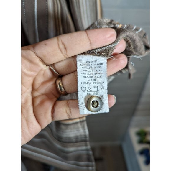 Axis LA Men's Linen/Rayon Brown Striped Casual Button Down Shirt Size XL - Picture 7 of 7